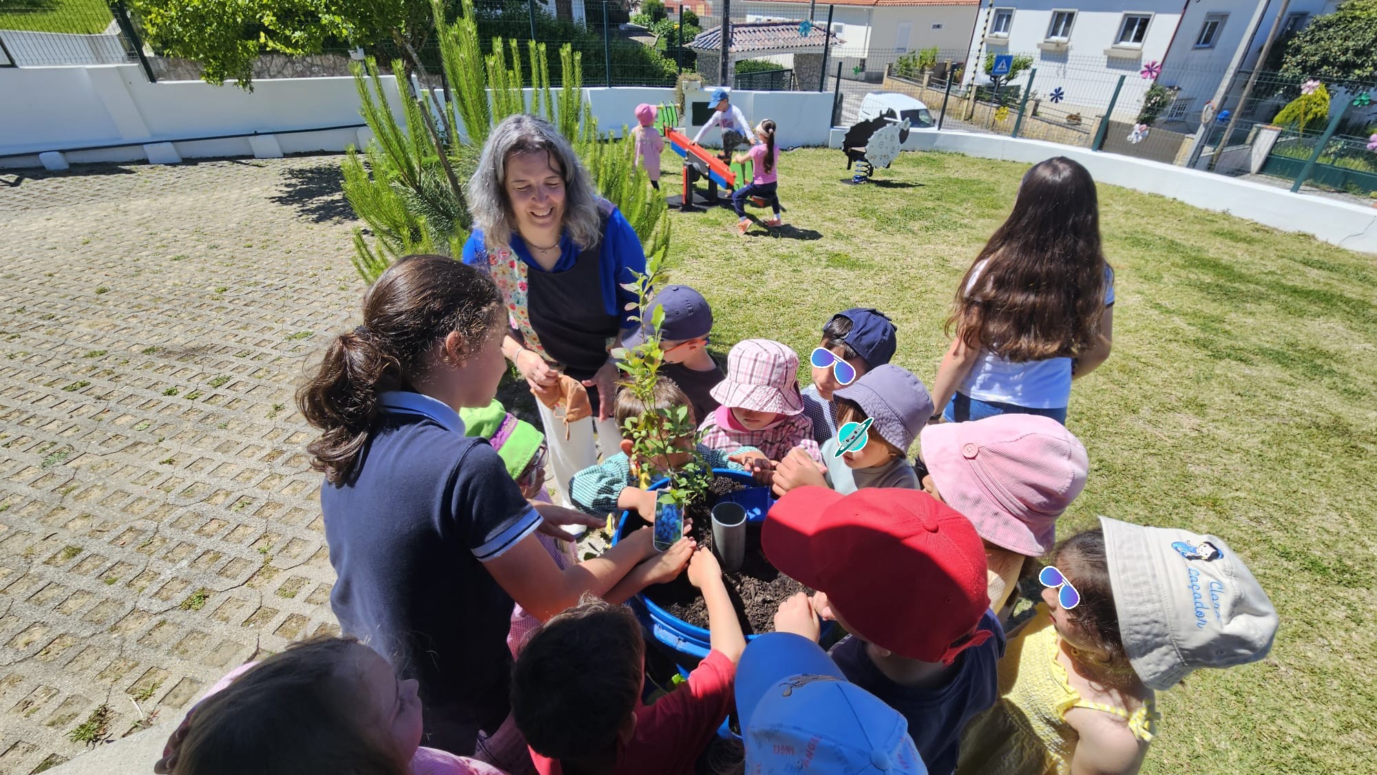 Plantação do mirtileiro pelos alunos do Colégio Nossa Senhora de Fátima e pelas crianças do JI da Barreira