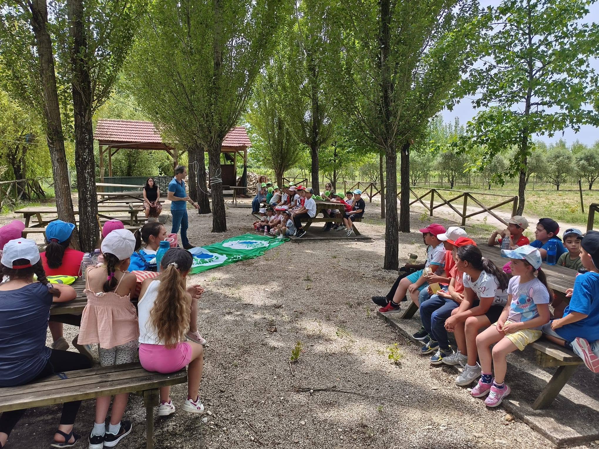 Atividade de observação de biodiversidade no parque do lago do Sume em Antes. deslocação das escolas foi feita a pé.