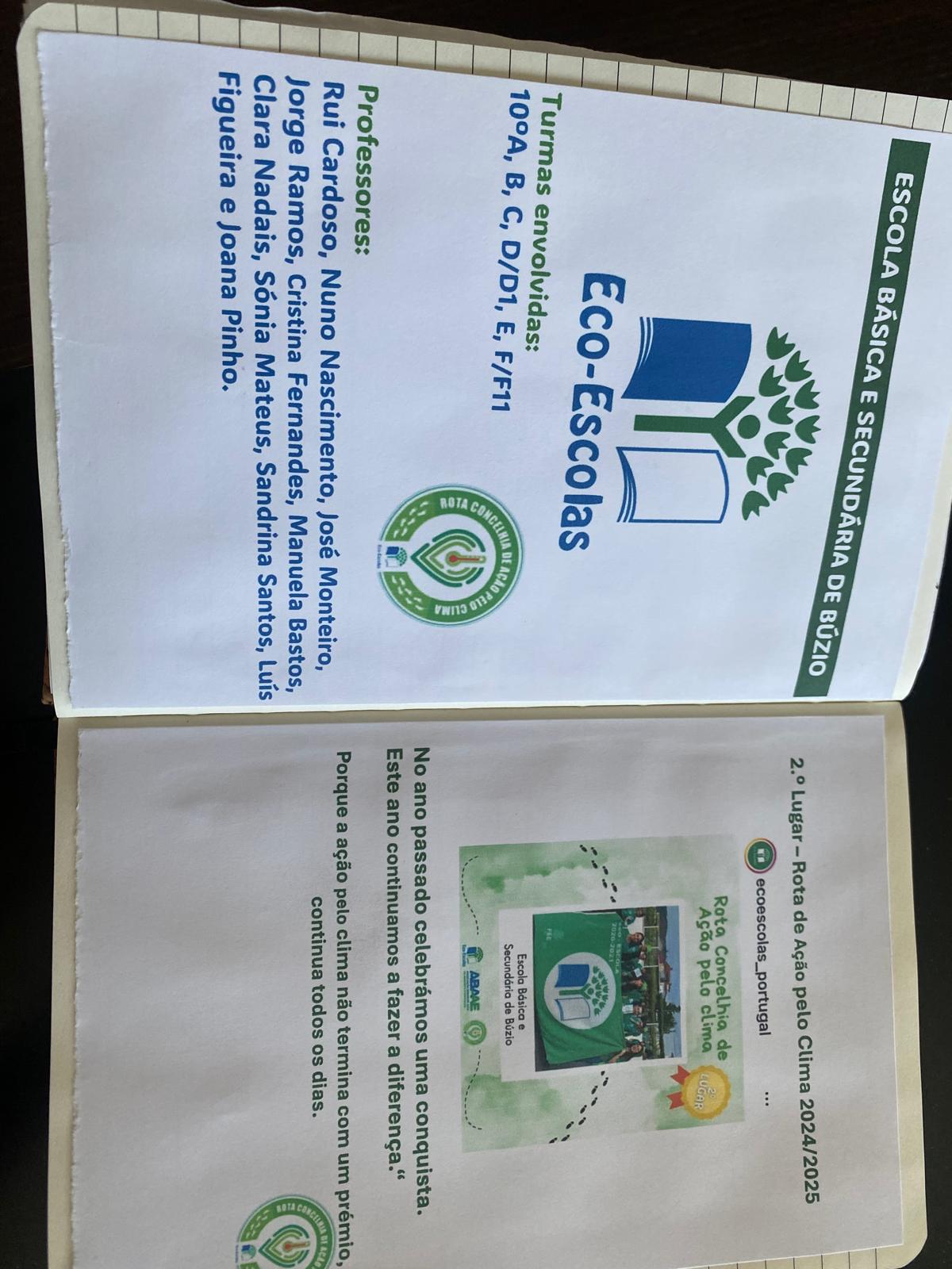 Foto das páginas 1 e 2 do caderno resumo das atividades desenvolvidas.