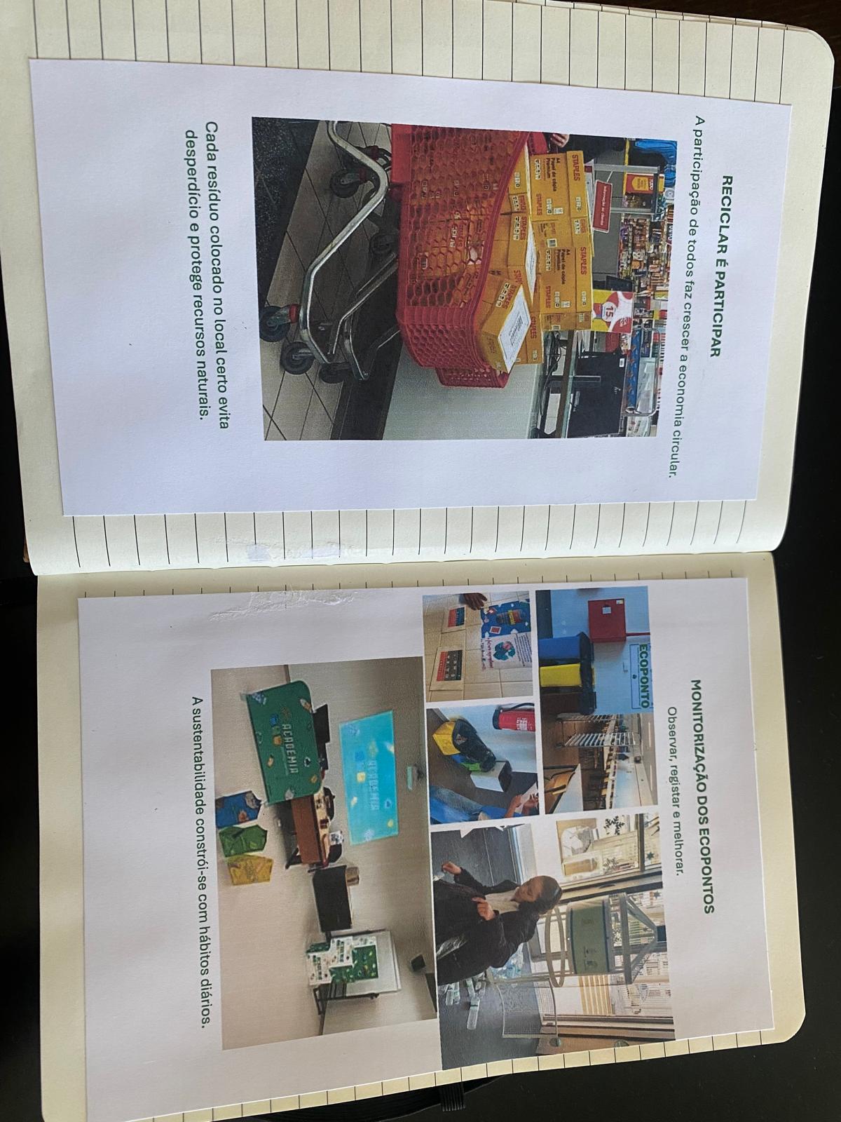 Foto das páginas 5 e 6 do caderno resumo das atividades desenvolvidas.