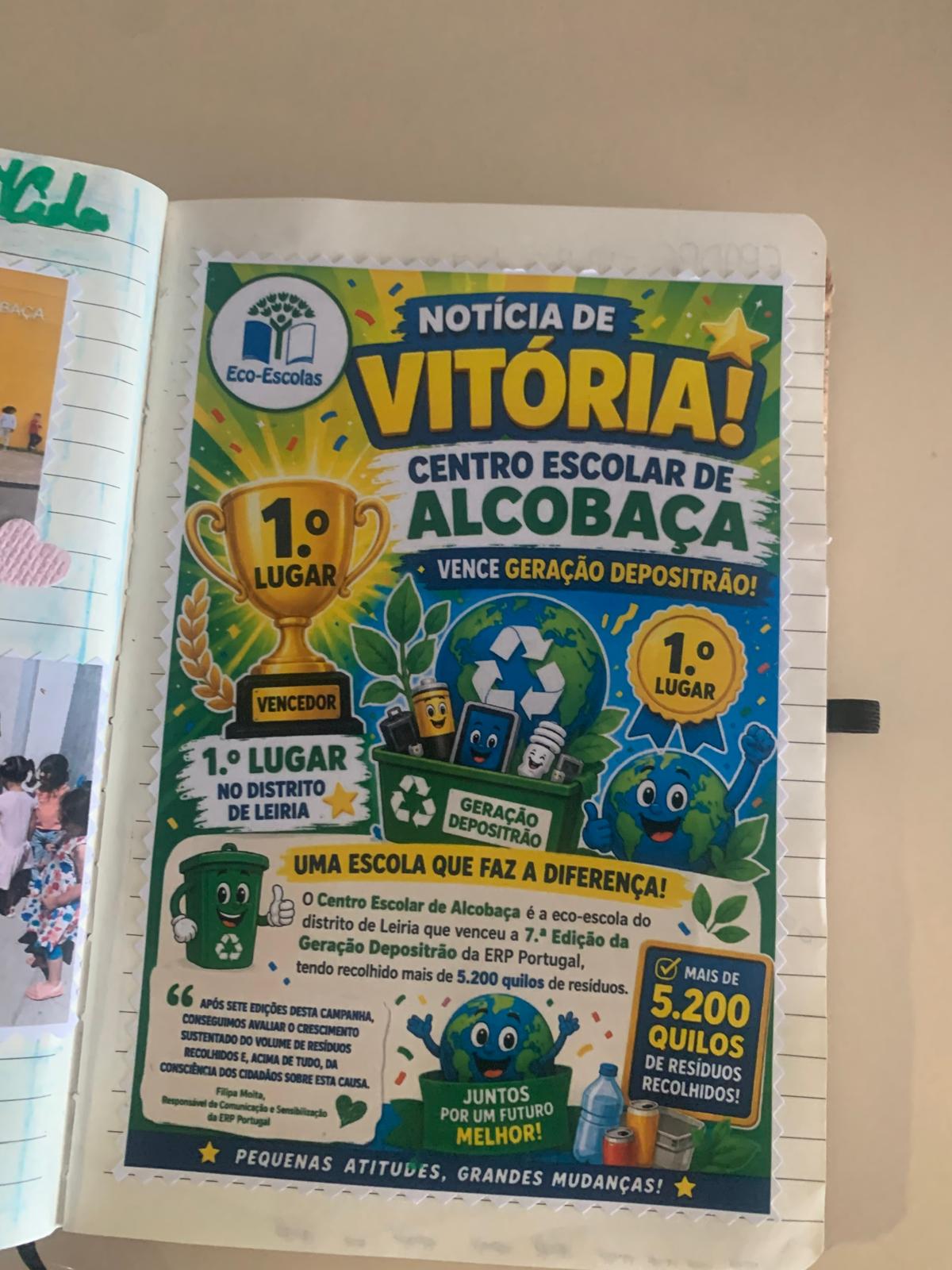 1.º Lugar a nível distrital da recolha do Eletrão.