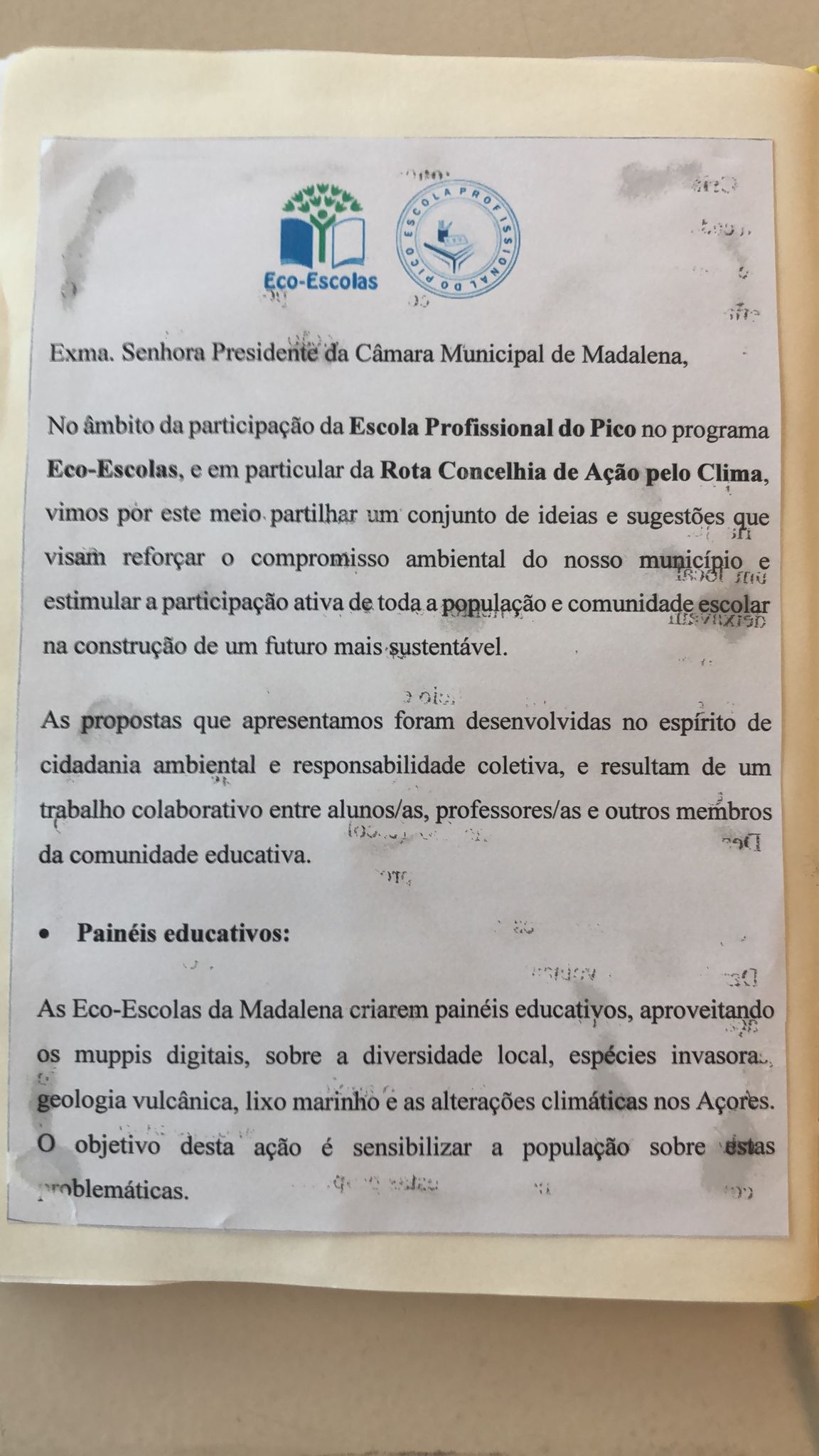 Foto das nossas propostas no caderno