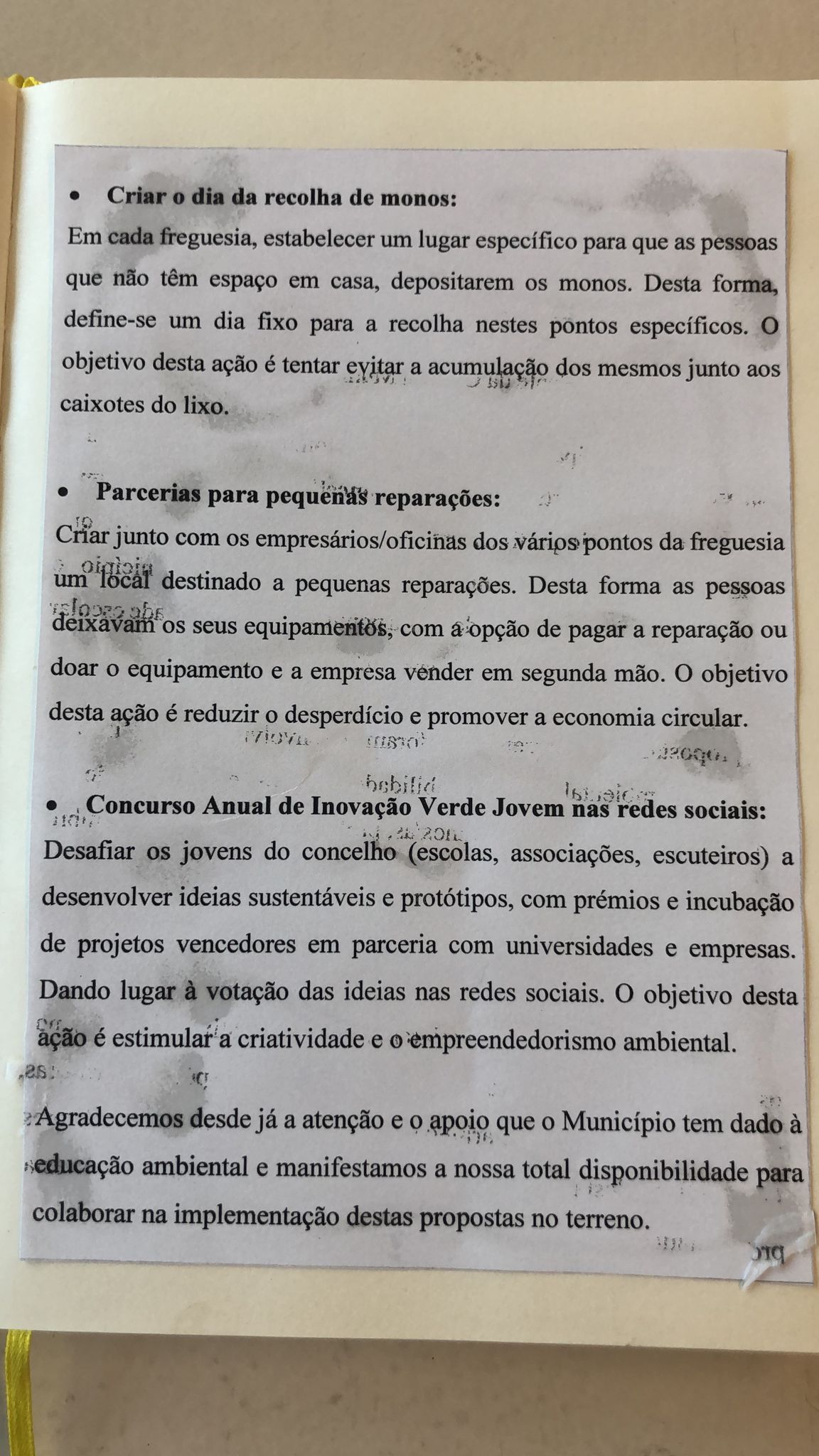 Foto das nossas propostas no caderno