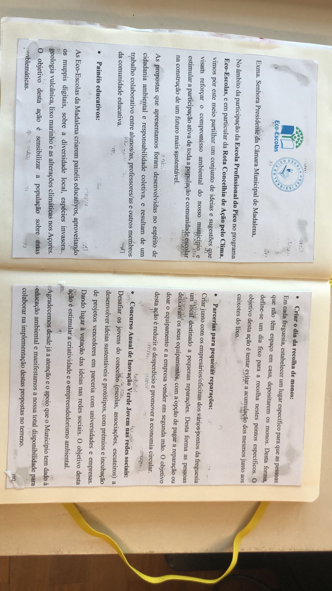 Foto das nossas propostas no caderno