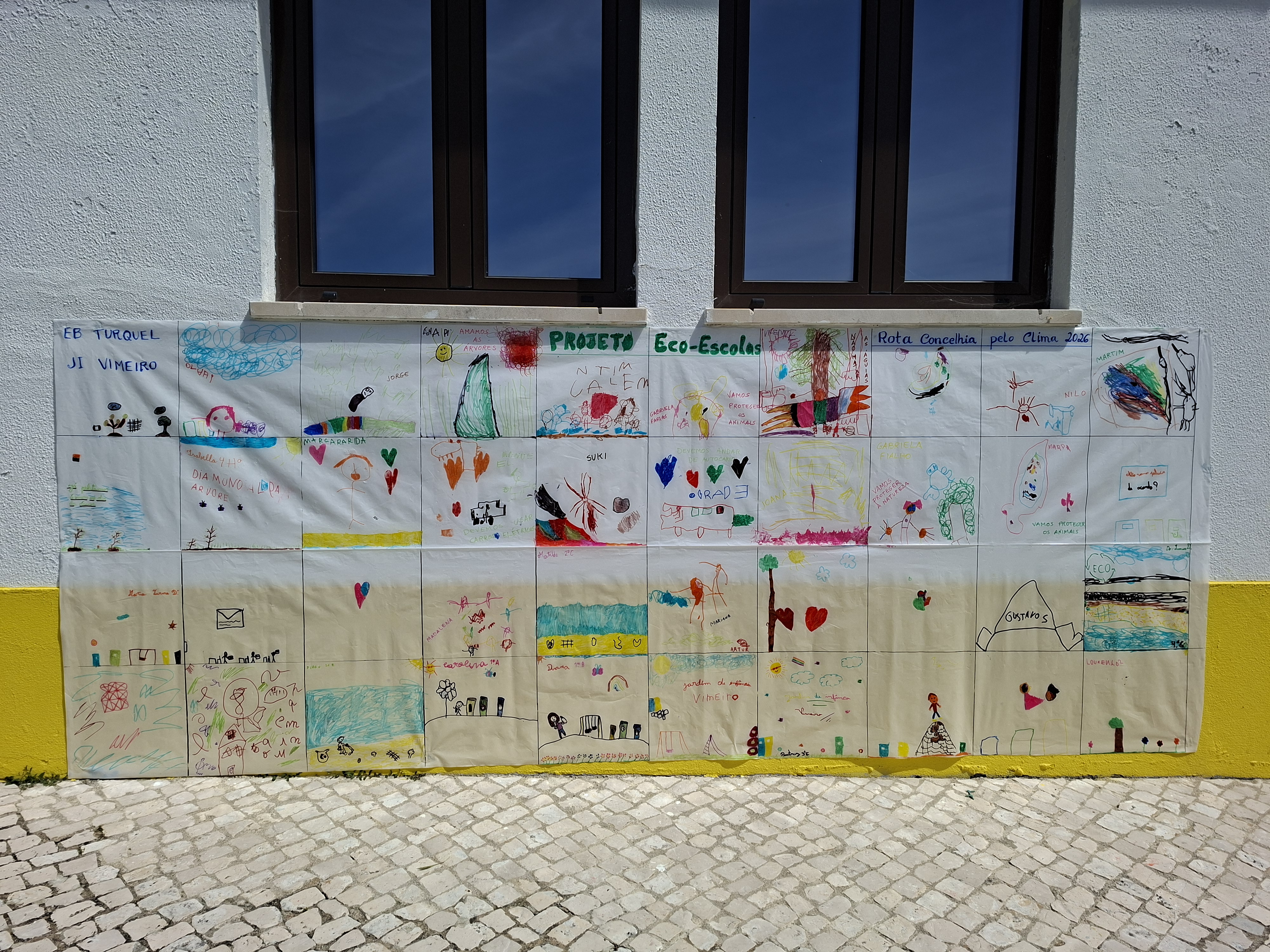 A ilustração realizada em conjunto pelas crianças da EB de Turquel e do JI do Vimeiro sob os temas do programa Eco-Escolas.