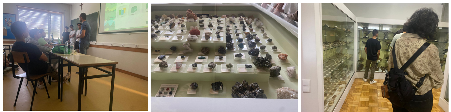 Atividades desenvolvidas na Escola Oficinas do INA. Cálculo da nossa pegada carbónica e visitas aos museus: geologia e biologia.