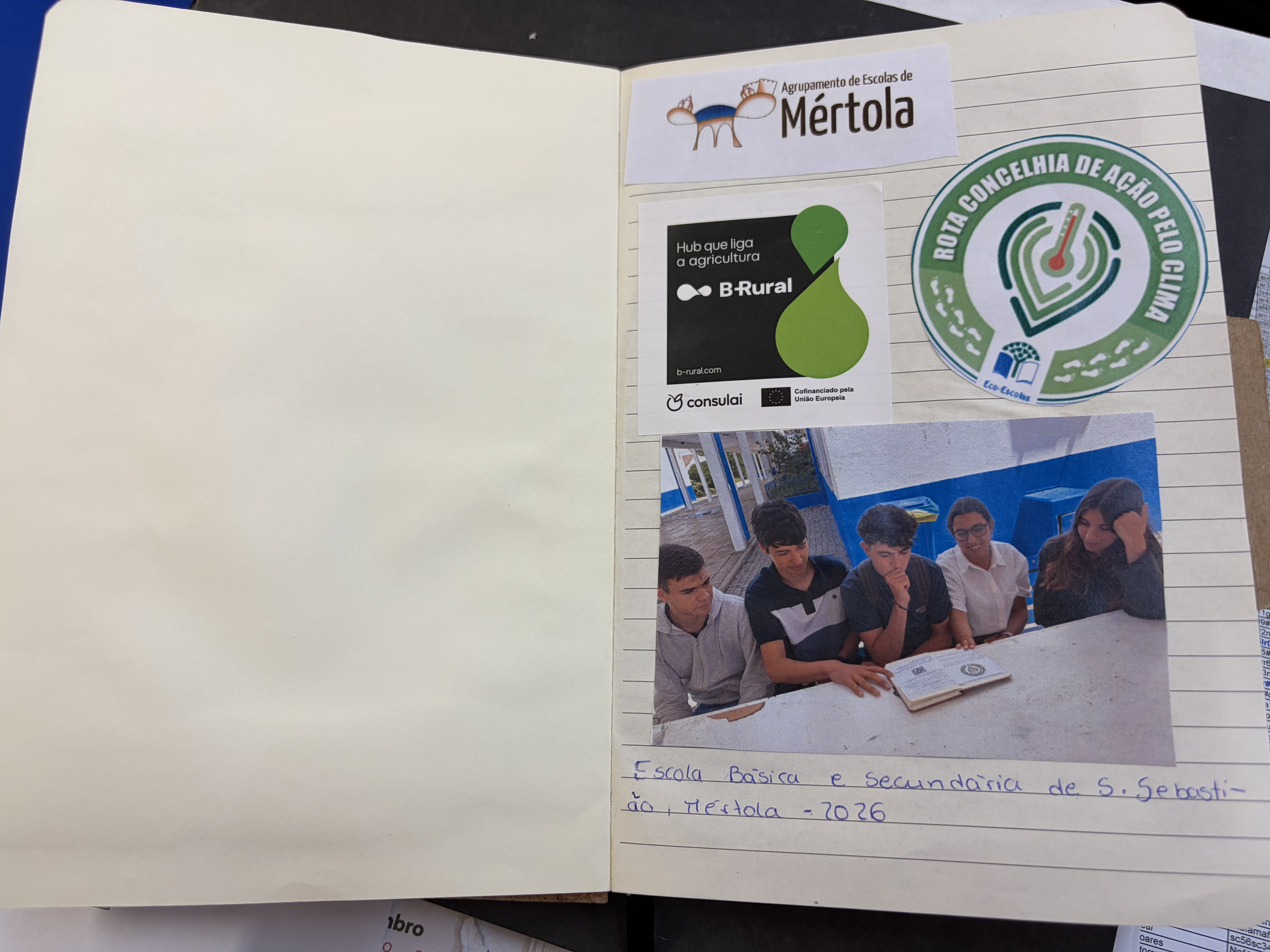1ª folha do caderno de compromissos