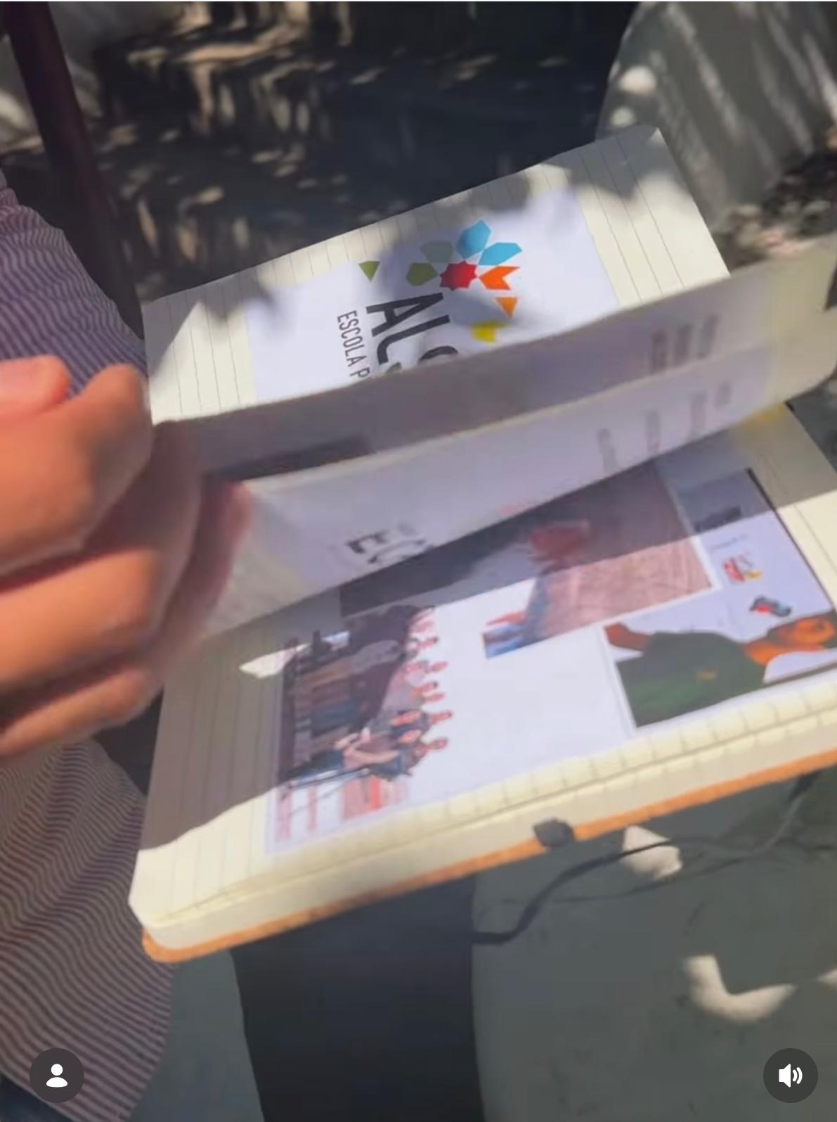 Caderno com fotos e ações positivas desenvolvidas. Escola Profissional ALSUD