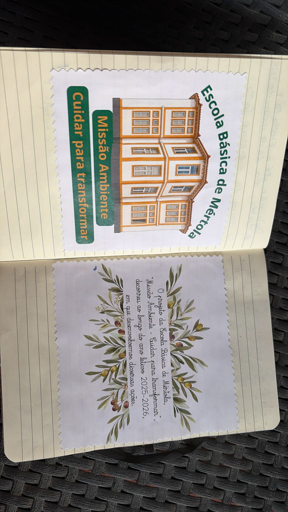 Caderno com fotos e ações positivas desenvolvidas. Escola EB1 de Mértola